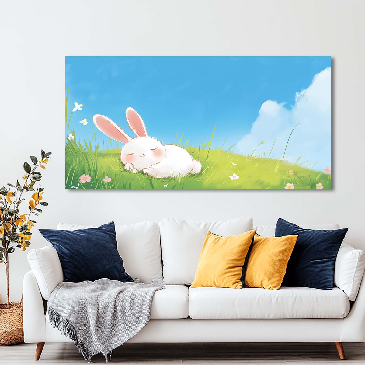 Blue Pretty Animals Wall Art Art Deco Painting Prints Canvas Artwork Living Room Family Bedroom Office Decor