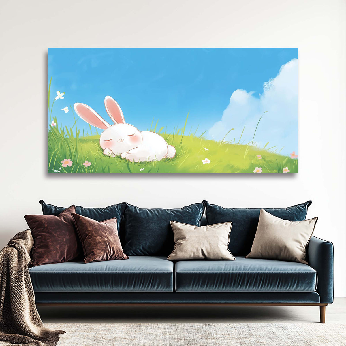 Blue Pretty Animals Wall Art Art Deco Painting Prints Canvas Artwork Living Room Family Bedroom Office Decor