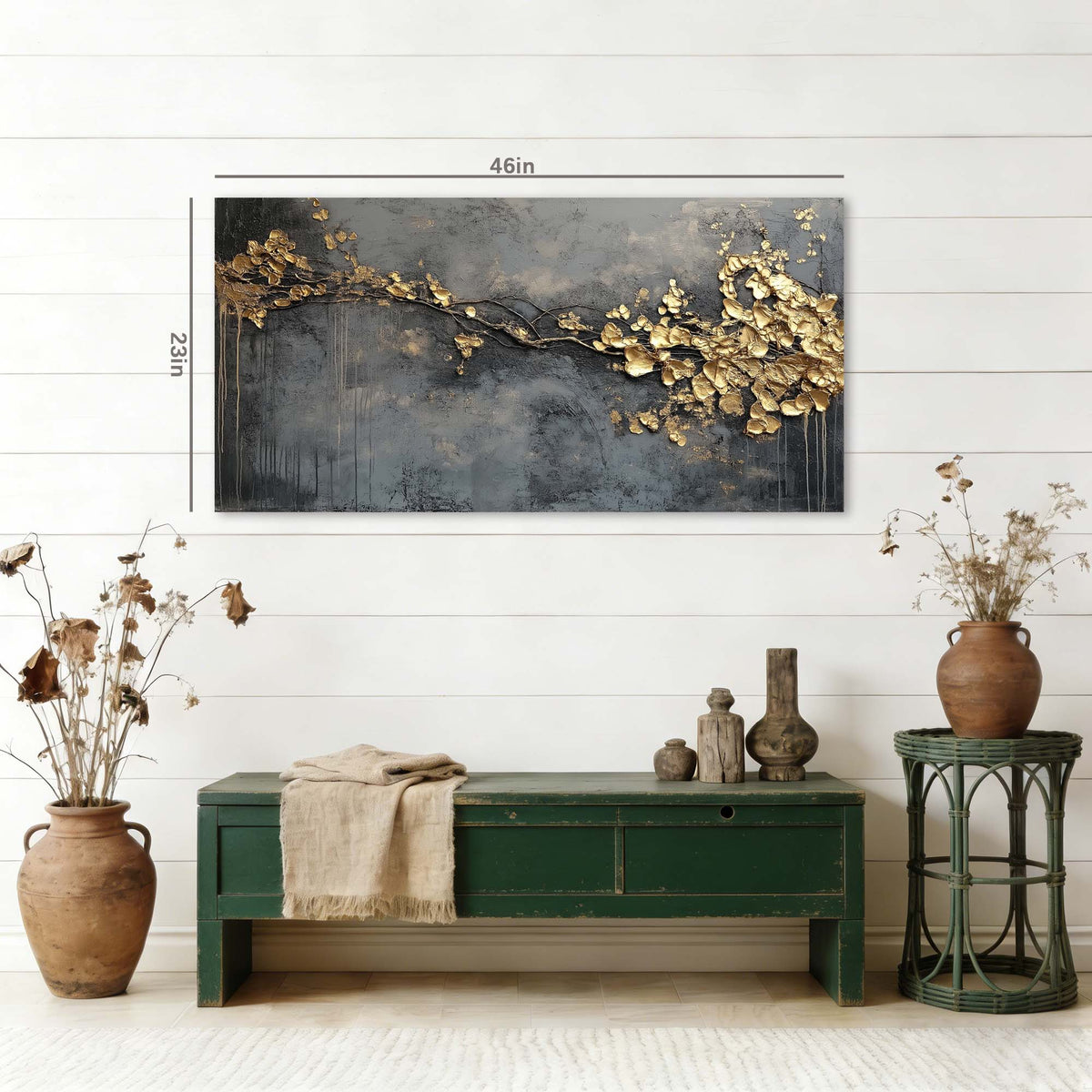 Blue Abstract Floral Wall Art Canvas Painting Prints Artwor Office Bedroom Living Room Decor