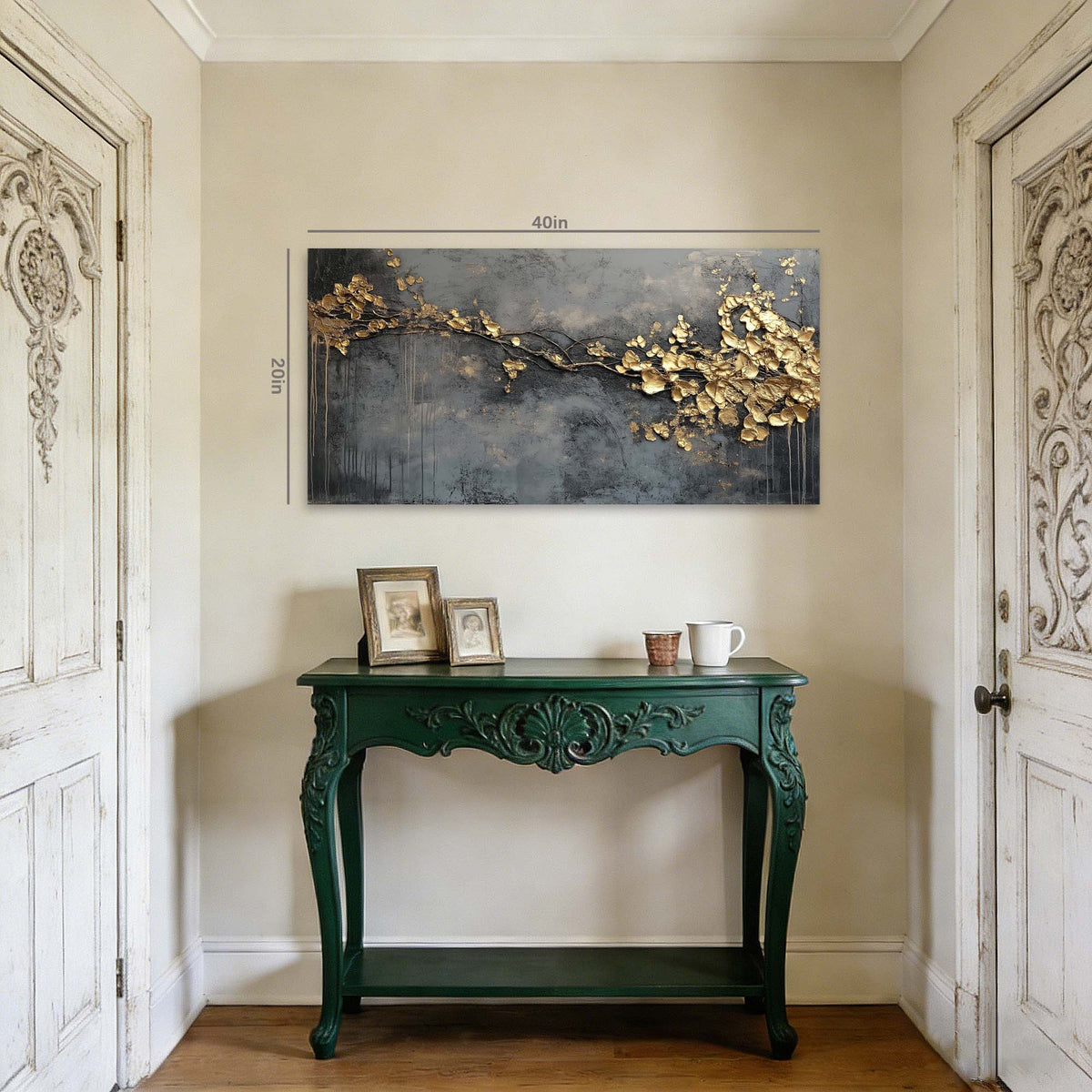 Blue Abstract Floral Wall Art Canvas Painting Prints Artwor Office Bedroom Living Room Decor
