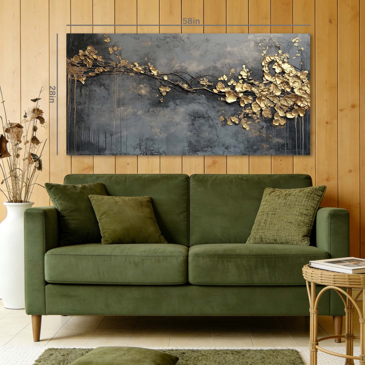 Blue Abstract Floral Wall Art Canvas Painting Prints Artwor Office Bedroom Living Room Decor