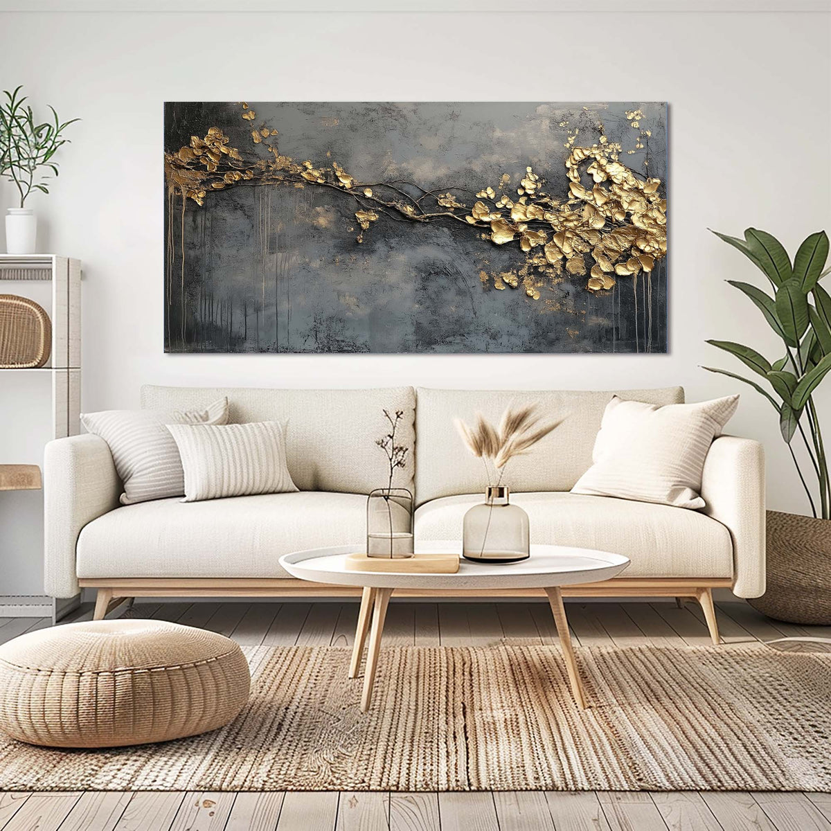 Blue Abstract Floral Wall Art Canvas Painting Prints Artwor Office Bedroom Living Room Decor