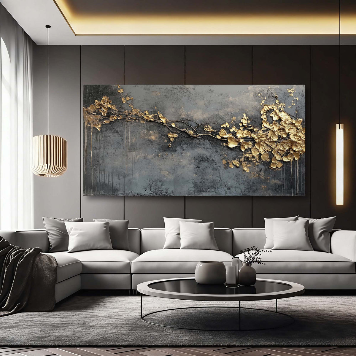 Blue Abstract Floral Wall Art Canvas Painting Prints Artwor Office Bedroom Living Room Decor
