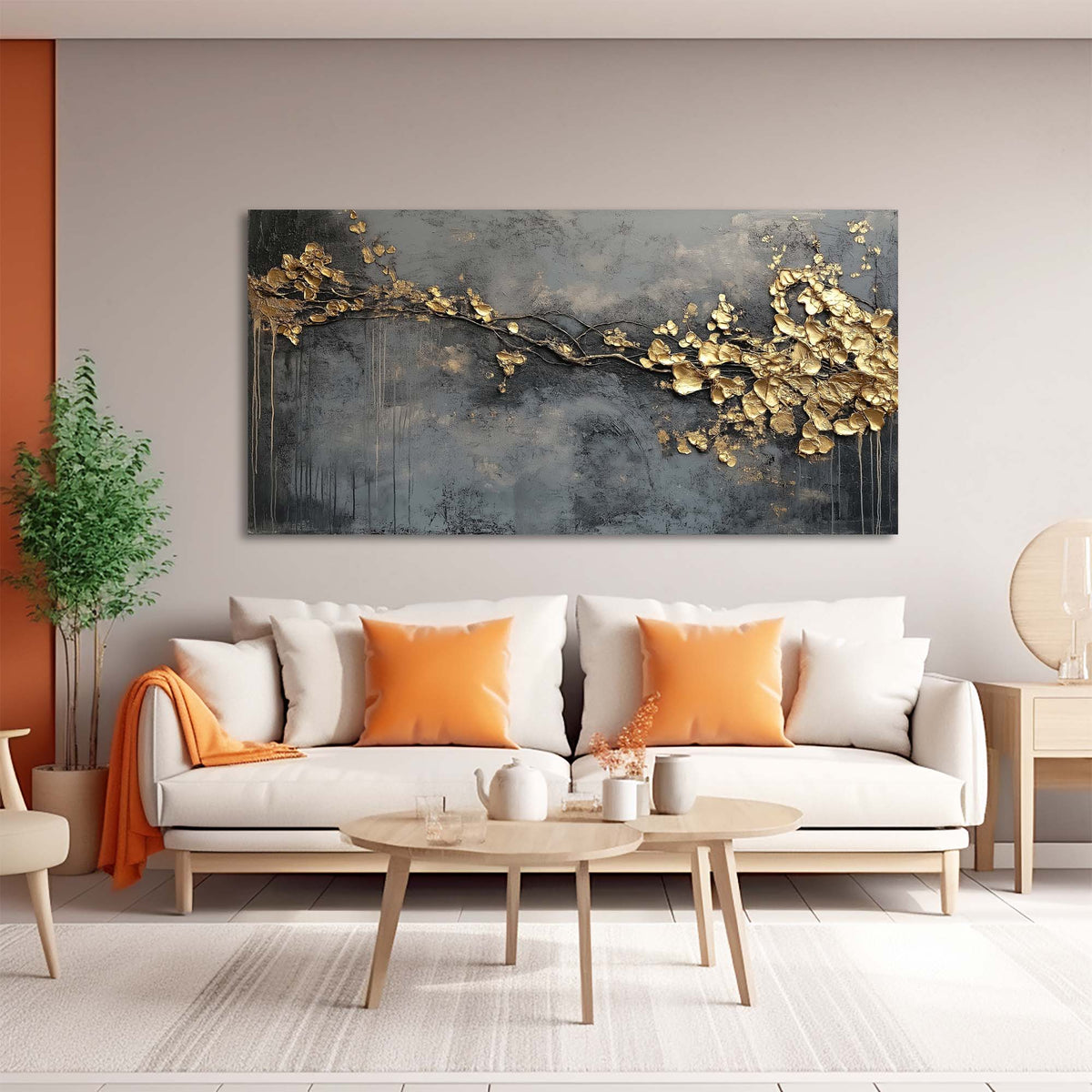 Blue Abstract Floral Wall Art Canvas Painting Prints Artwor Office Bedroom Living Room Decor