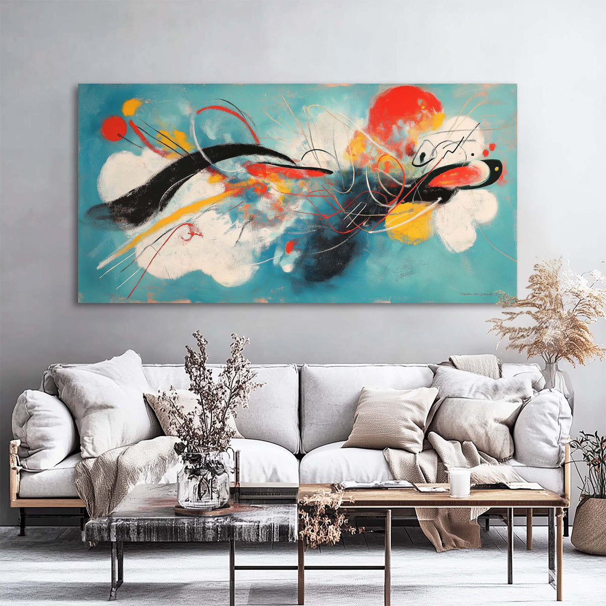 Yellow Abstract Abstract Wall Art for Living Room Canvas Painting Prints Artwork Family Bedroom Office Decor