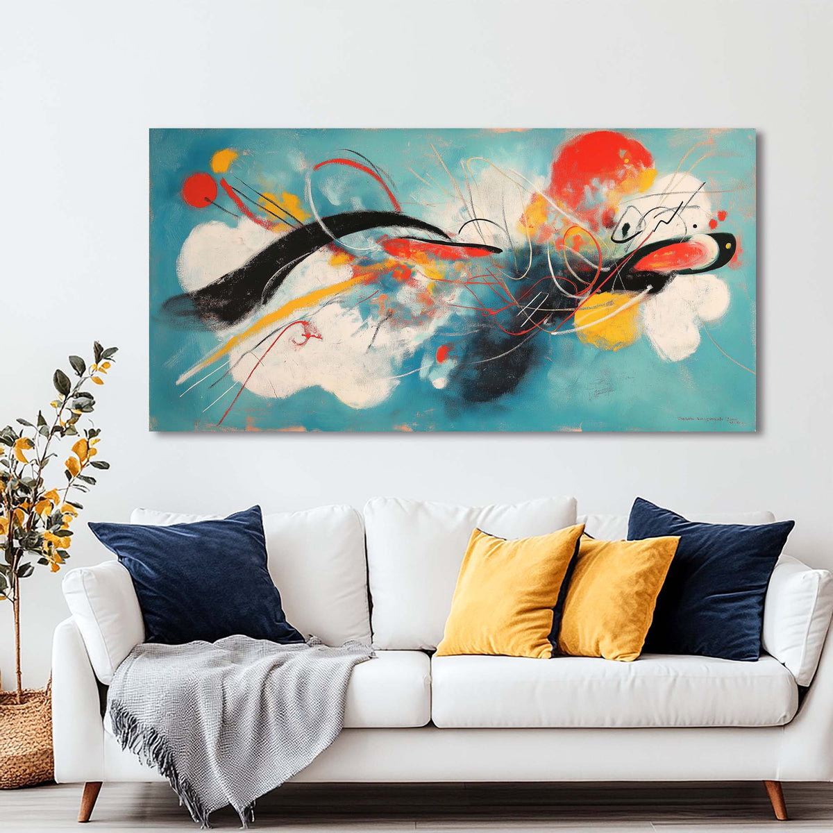 Yellow Abstract Abstract Wall Art for Living Room Canvas Painting Prints Artwork Family Bedroom Office Decor