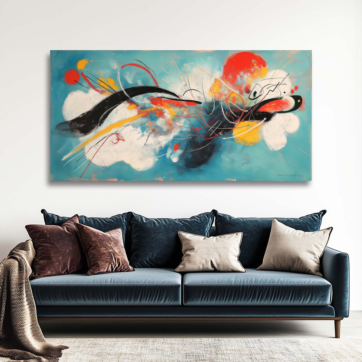 Yellow Abstract Abstract Wall Art for Living Room Canvas Painting Prints Artwork Family Bedroom Office Decor