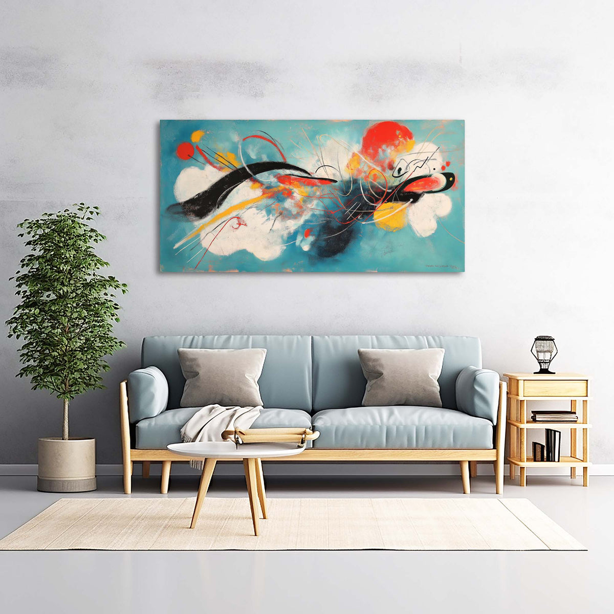 Yellow Abstract Abstract Wall Art for Living Room Canvas Painting Prints Artwork Family Bedroom Office Decor