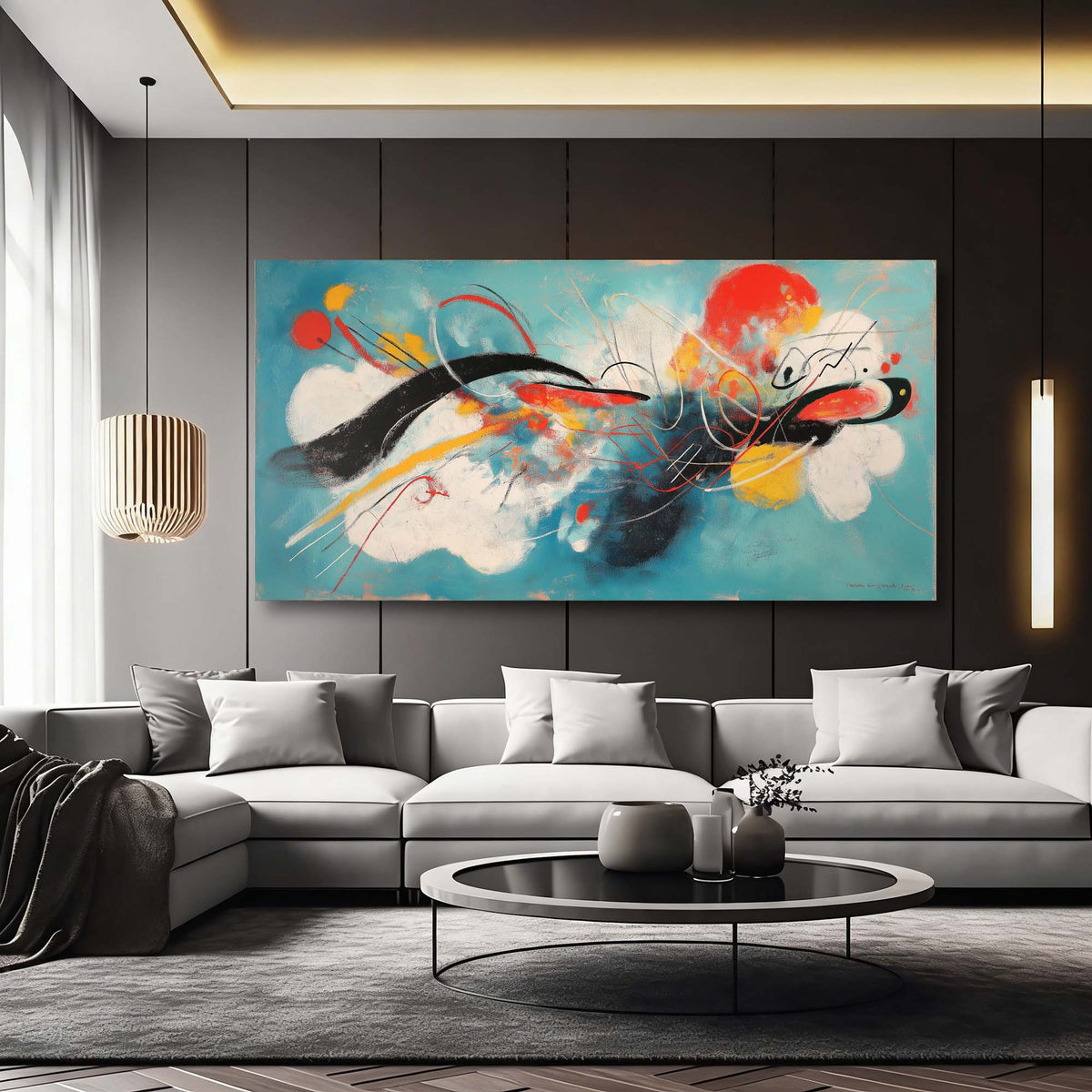 Yellow Abstract Abstract Wall Art for Living Room Canvas Painting Prints Artwork Family Bedroom Office Decor