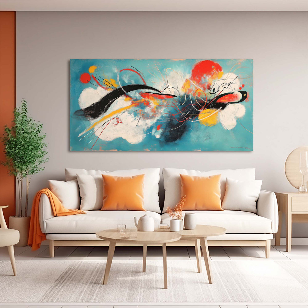 Yellow Abstract Abstract Wall Art for Living Room Canvas Painting Prints Artwork Family Bedroom Office Decor