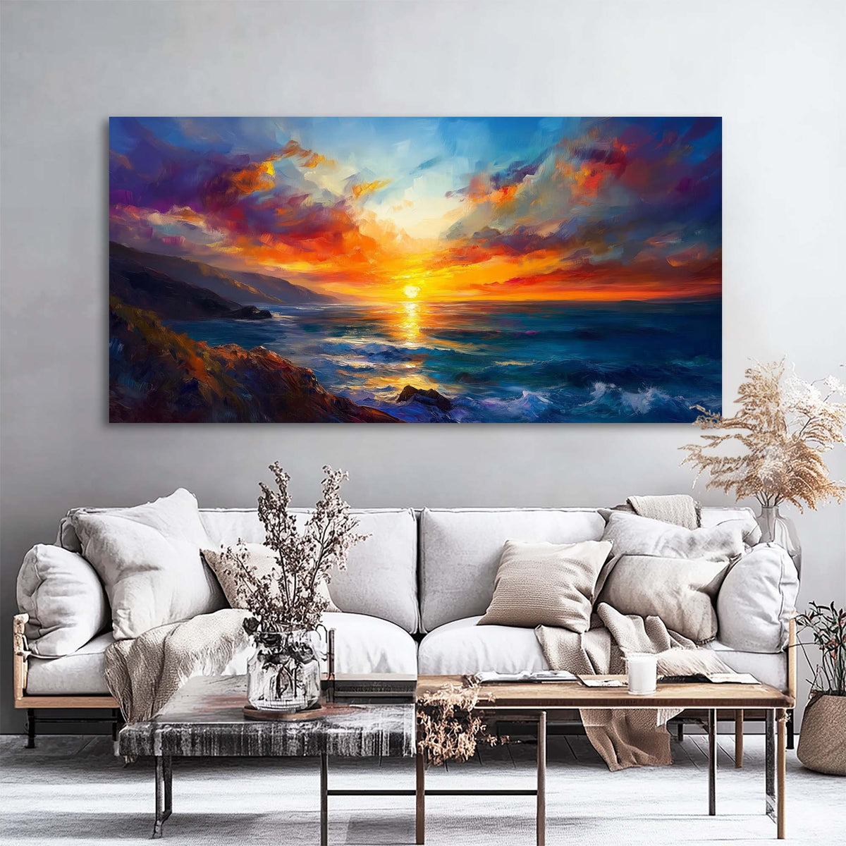 Khaki Coastal Nature Wall Art Modern Canvas Painting Prints Artwork Office Hallway Bedroom Living Room Decor