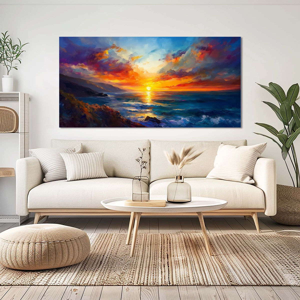 Khaki Coastal Nature Wall Art Modern Canvas Painting Prints Artwork Office Hallway Bedroom Living Room Decor