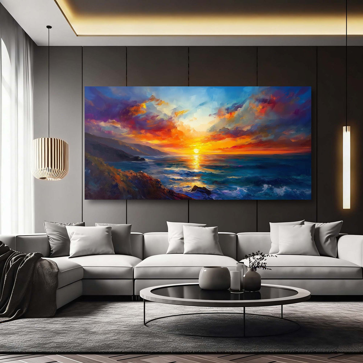 Khaki Coastal Nature Wall Art Modern Canvas Painting Prints Artwork Office Hallway Bedroom Living Room Decor