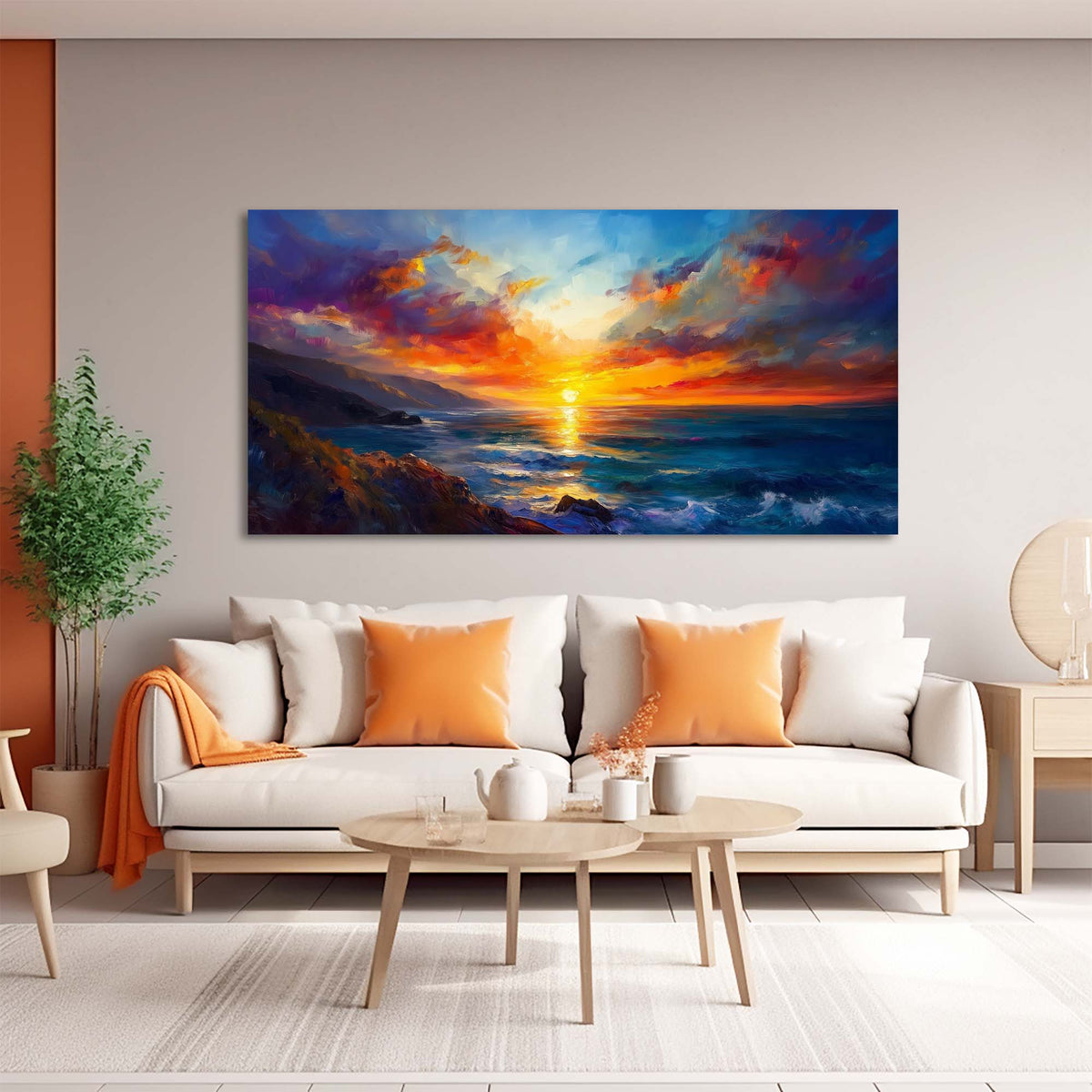 Khaki Coastal Nature Wall Art Modern Canvas Painting Prints Artwork Office Hallway Bedroom Living Room Decor