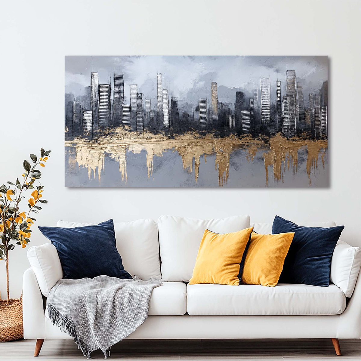 Blue Urban Abstract Wall Art Canvas Painting Prints Artwor Office Bedroom Living Room Decor