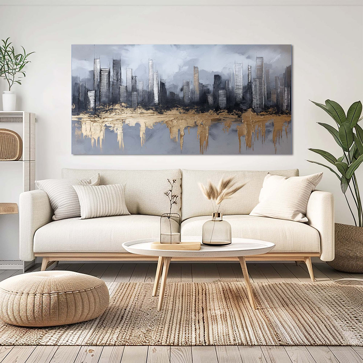Blue Urban Abstract Wall Art Canvas Painting Prints Artwor Office Bedroom Living Room Decor
