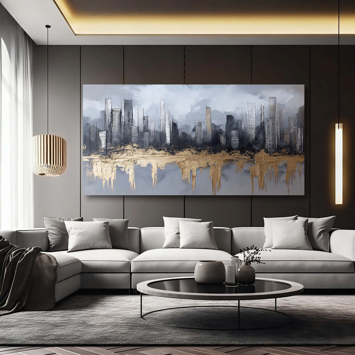 Blue Urban Abstract Wall Art Canvas Painting Prints Artwor Office Bedroom Living Room Decor