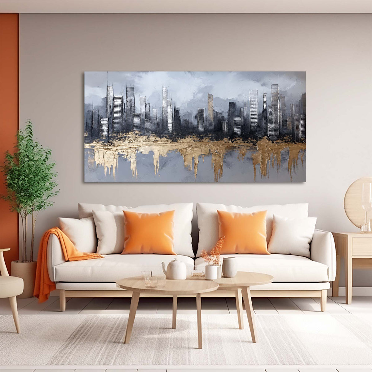 Blue Urban Abstract Wall Art Canvas Painting Prints Artwor Office Bedroom Living Room Decor