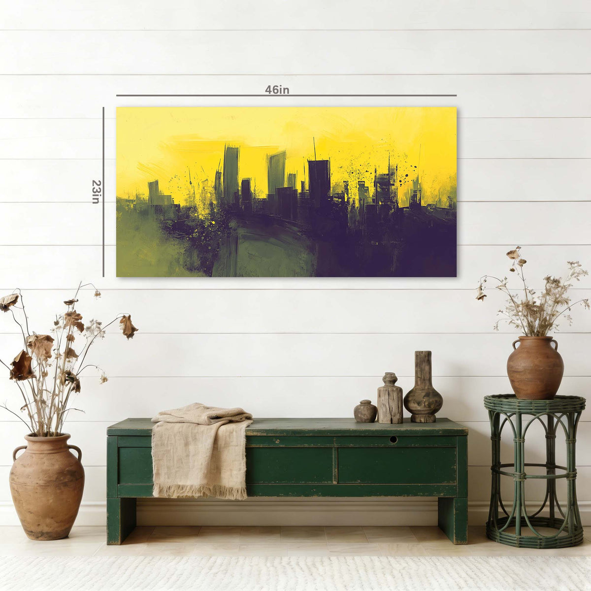 Yellow Urban Abstract Wall Art Modern Canvas Painting Prints Artwork Office Hallway Bedroom Living Room Decor