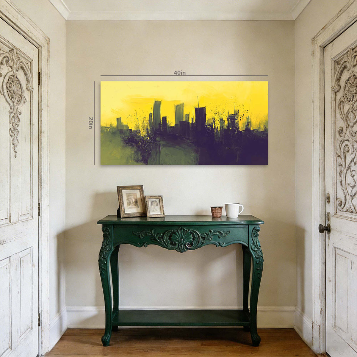 Yellow Urban Abstract Wall Art Modern Canvas Painting Prints Artwork Office Hallway Bedroom Living Room Decor