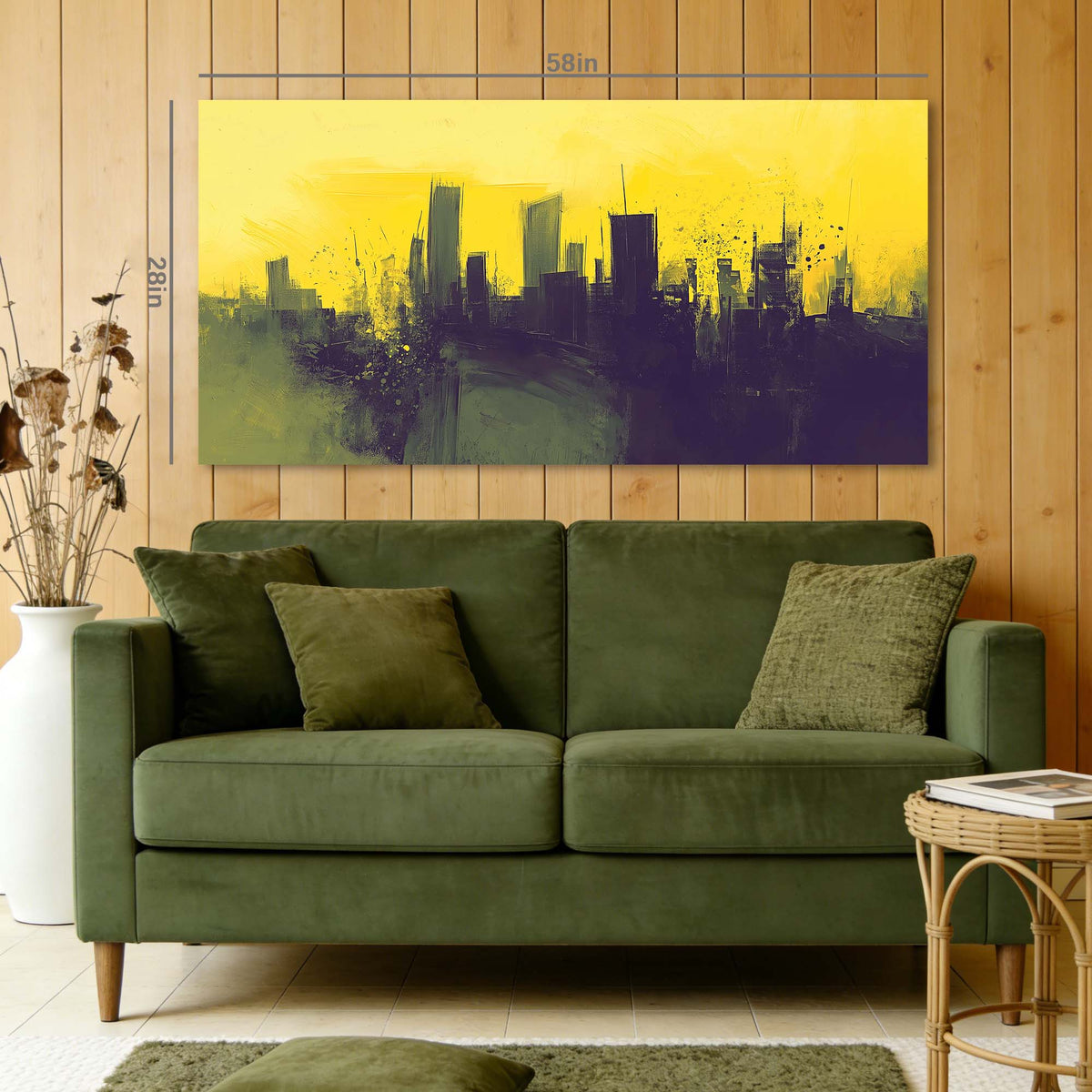 Yellow Urban Abstract Wall Art Modern Canvas Painting Prints Artwork Office Hallway Bedroom Living Room Decor