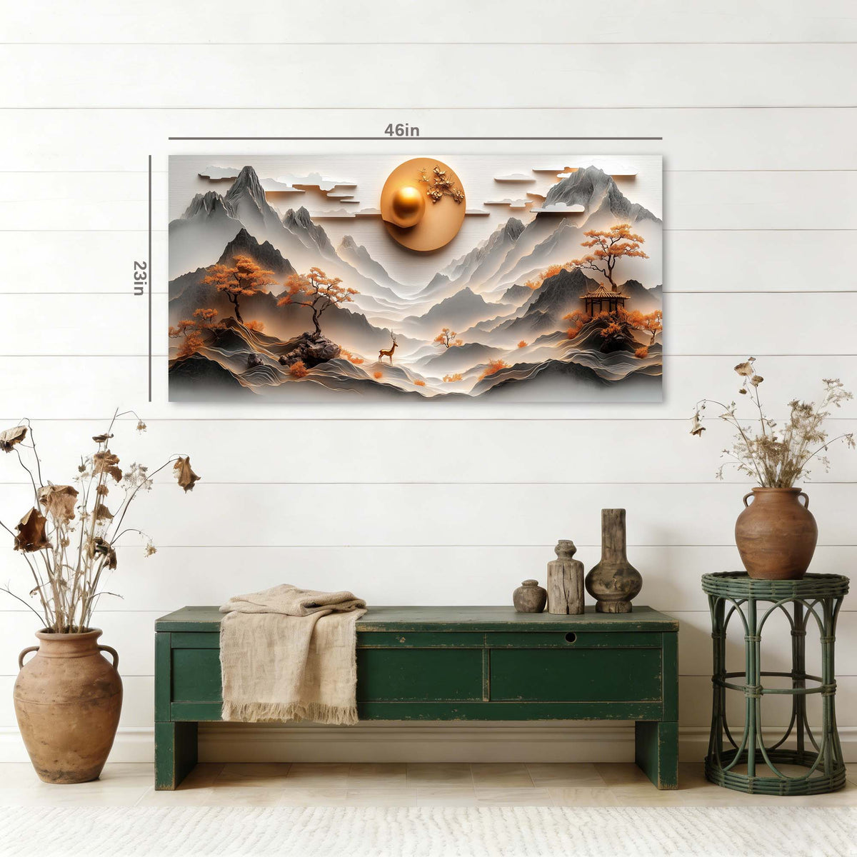 Orange Oriental Nature Wall Art Canvas Painting Prints Artwor Office Bedroom Living Room Decor