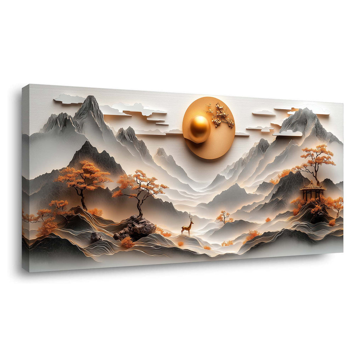 Orange Oriental Nature Wall Art Canvas Painting Prints Artwor Office Bedroom Living Room Decor