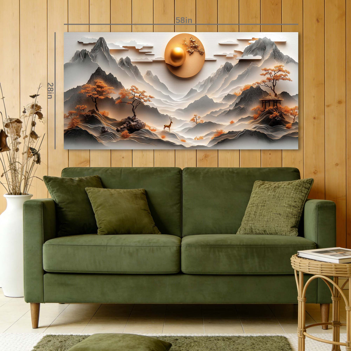 Orange Oriental Nature Wall Art Canvas Painting Prints Artwor Office Bedroom Living Room Decor