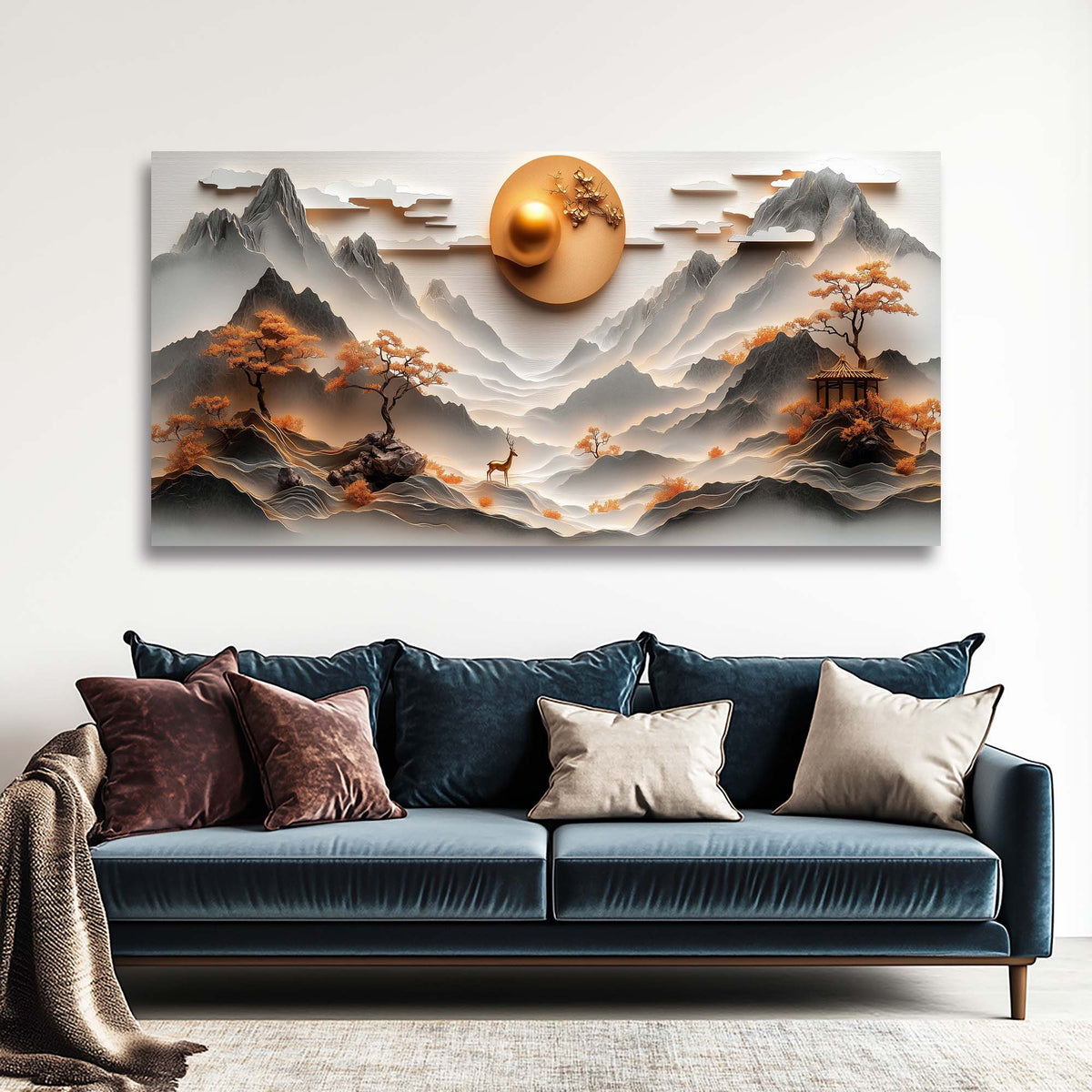 Orange Oriental Nature Wall Art Canvas Painting Prints Artwor Office Bedroom Living Room Decor