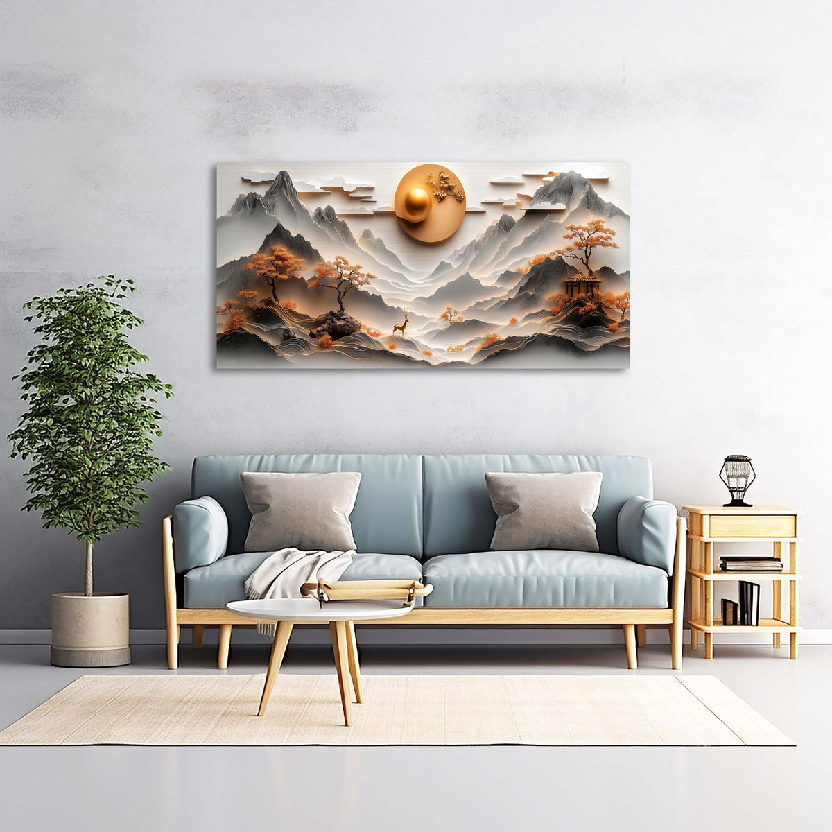 Orange Oriental Nature Wall Art Canvas Painting Prints Artwor Office Bedroom Living Room Decor