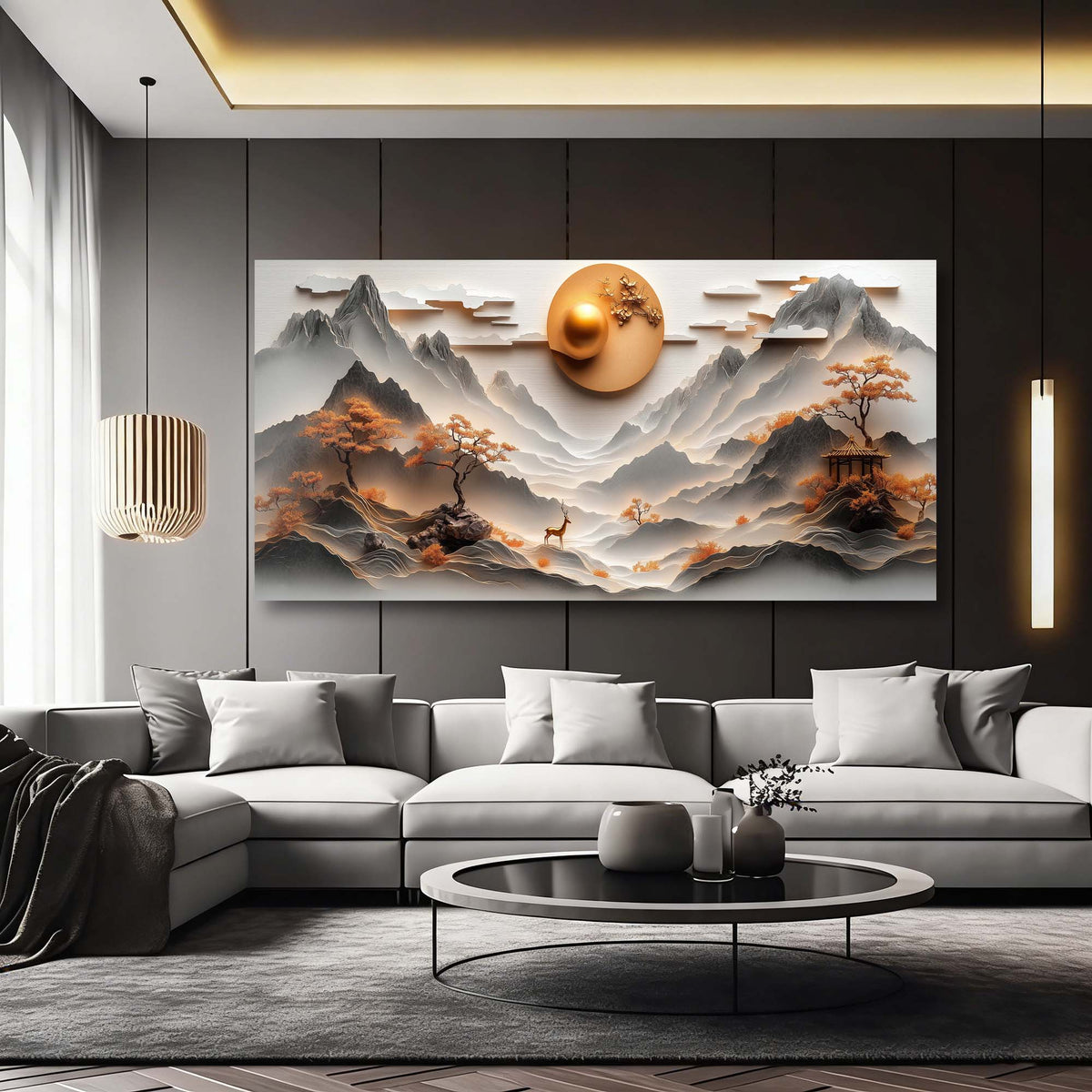 Orange Oriental Nature Wall Art Canvas Painting Prints Artwor Office Bedroom Living Room Decor