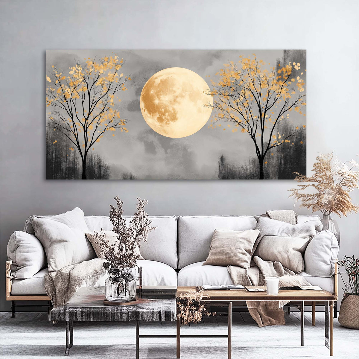 Navy Blue Mysterious Nature Wall Art Art Deco Painting Prints Canvas Artwork Living Room Family Bedroom Office Decor