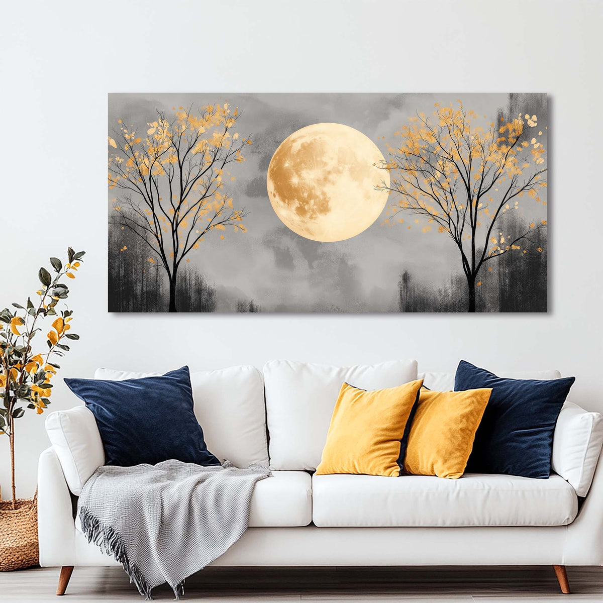 Navy Blue Mysterious Nature Wall Art Art Deco Painting Prints Canvas Artwork Living Room Family Bedroom Office Decor