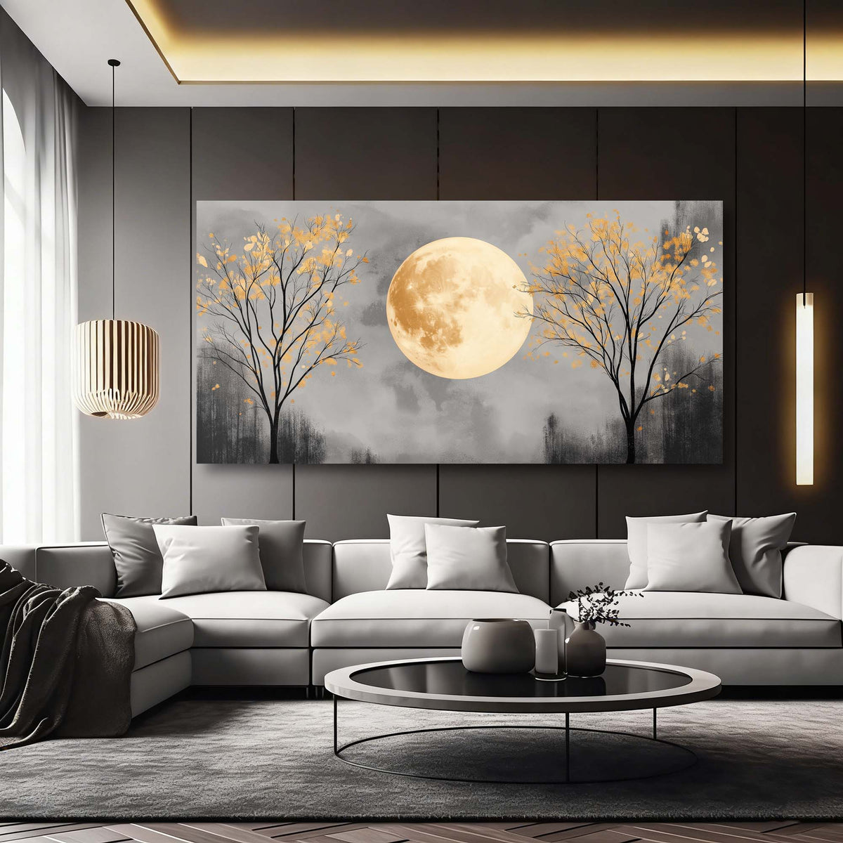 Navy Blue Mysterious Nature Wall Art Art Deco Painting Prints Canvas Artwork Living Room Family Bedroom Office Decor