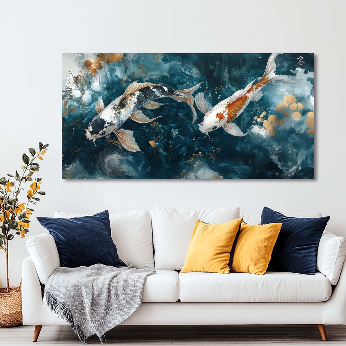 Navy Blue Abstract Animals Canvas Wall Art for Living Room Prints Artwork Bedroom Office Decor