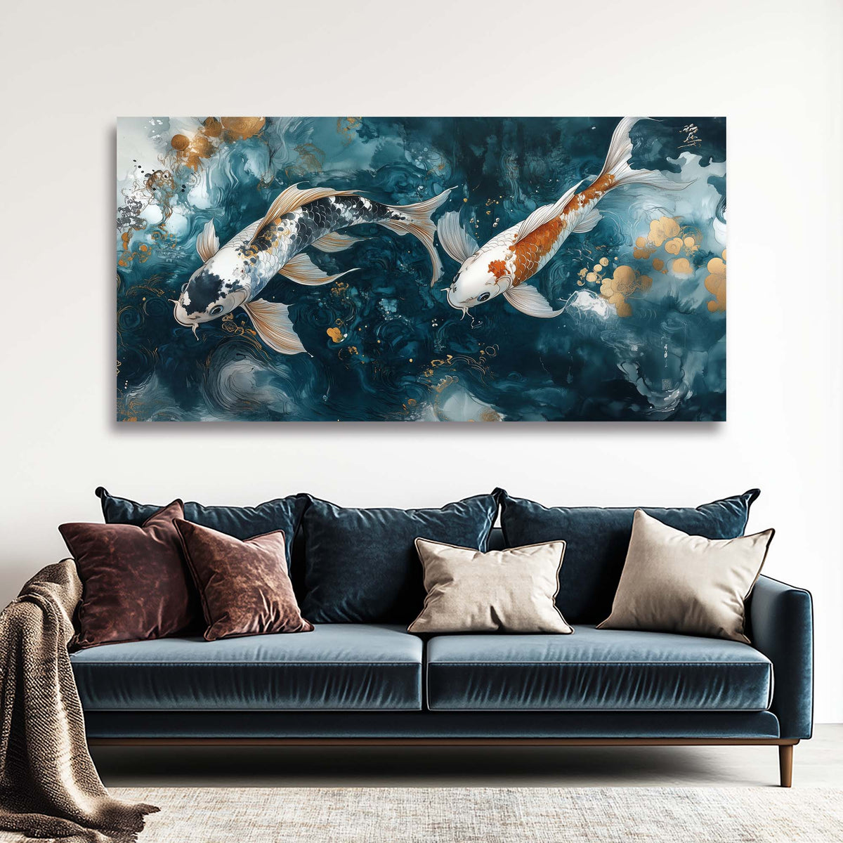 Navy Blue Abstract Animals Canvas Wall Art for Living Room Prints Artwork Bedroom Office Decor