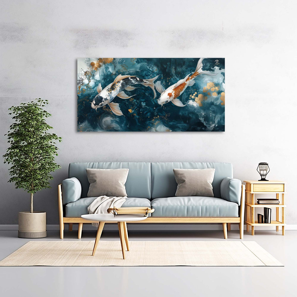 Navy Blue Abstract Animals Canvas Wall Art for Living Room Prints Artwork Bedroom Office Decor
