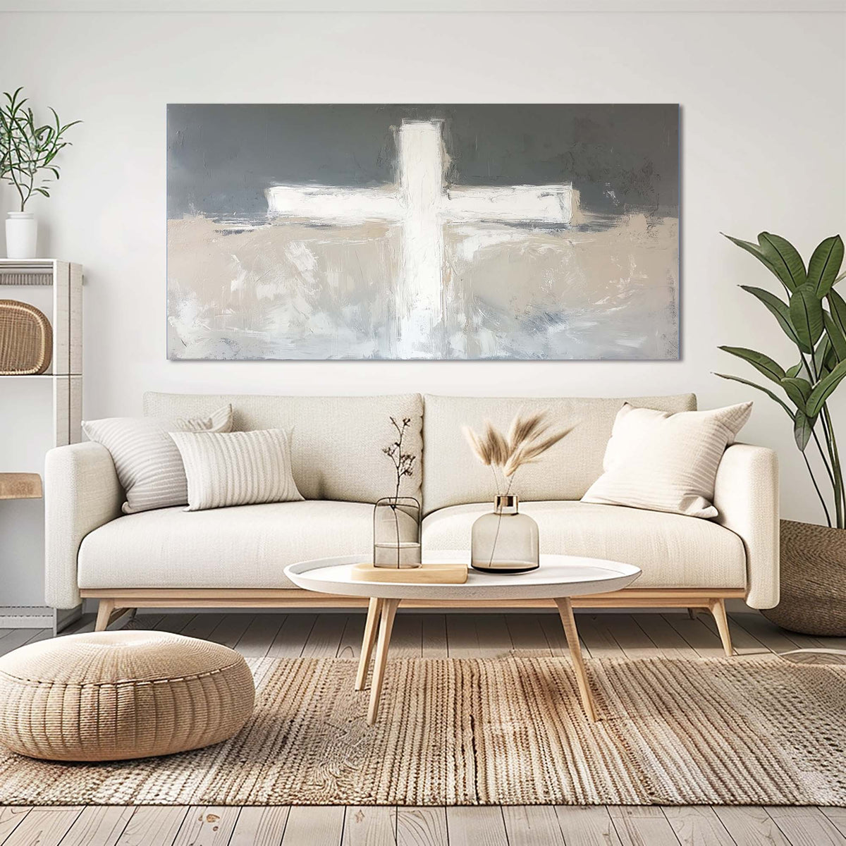 Dark Gray Abstract Religious Wall Art Modern Canvas Painting Prints Artwork Office Hallway Bedroom Living Room Decor