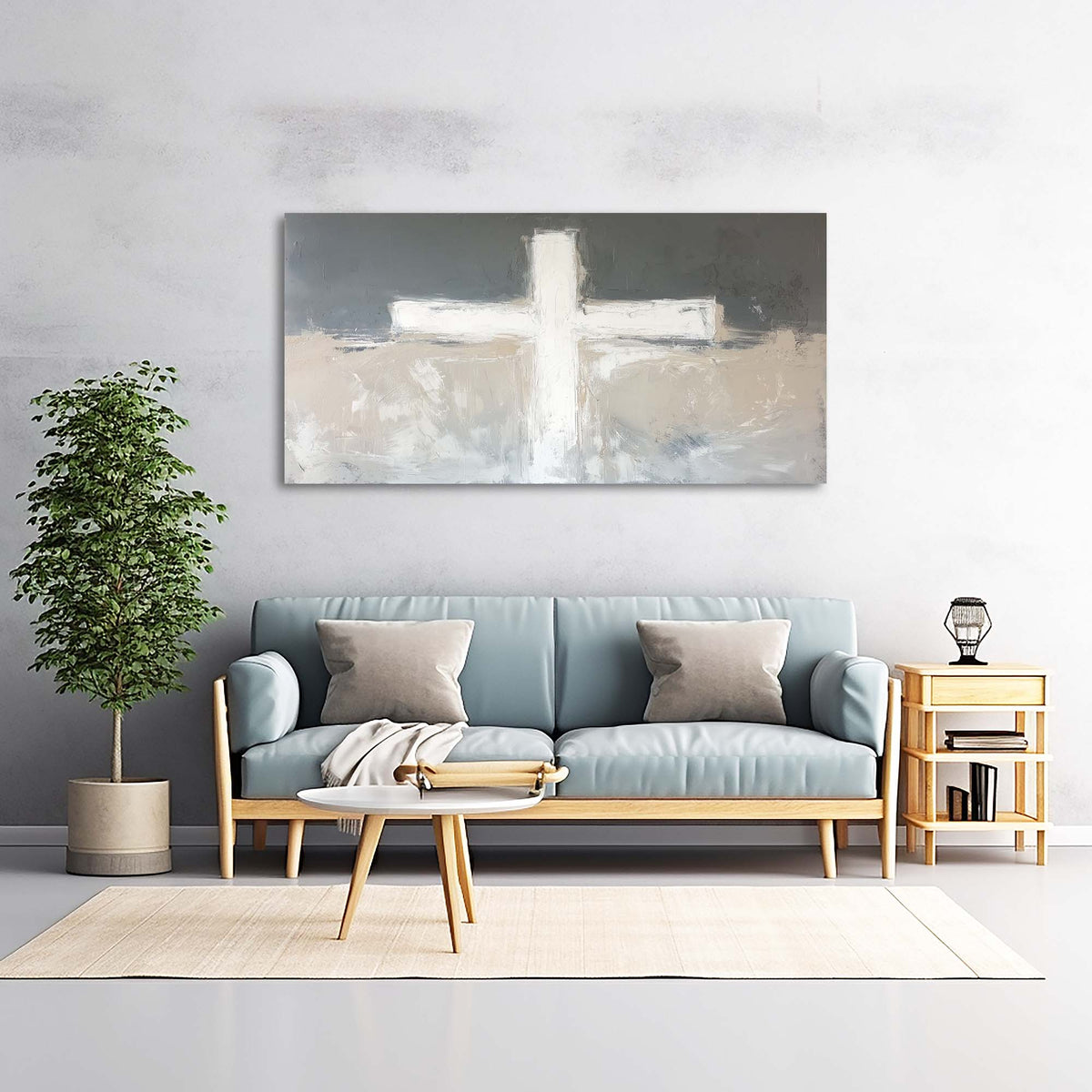 Dark Gray Abstract Religious Wall Art Modern Canvas Painting Prints Artwork Office Hallway Bedroom Living Room Decor