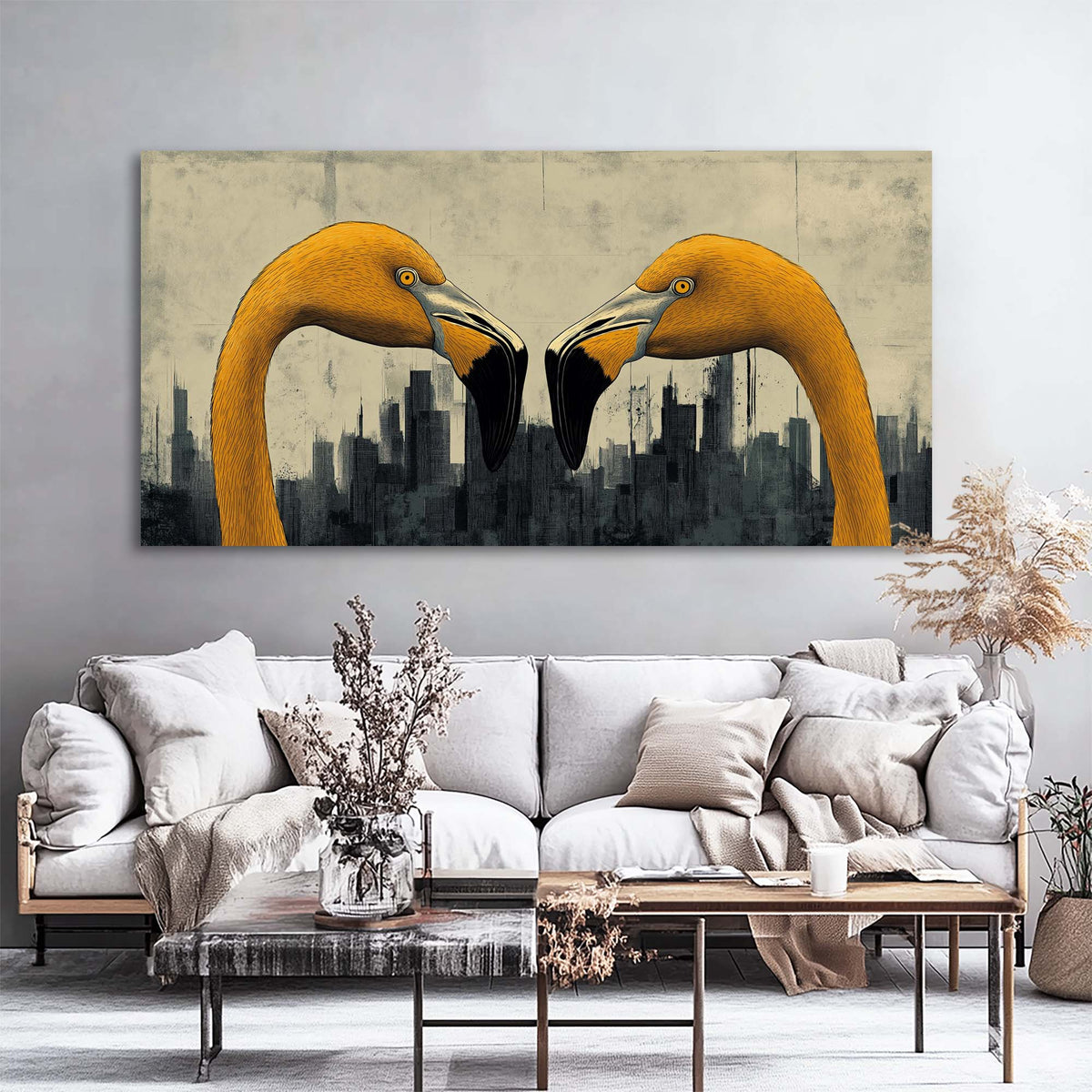 Navy Blue Urban Birds Wall Art for Living Room Canvas Painting Prints Artwork Family Bedroom Office Decor