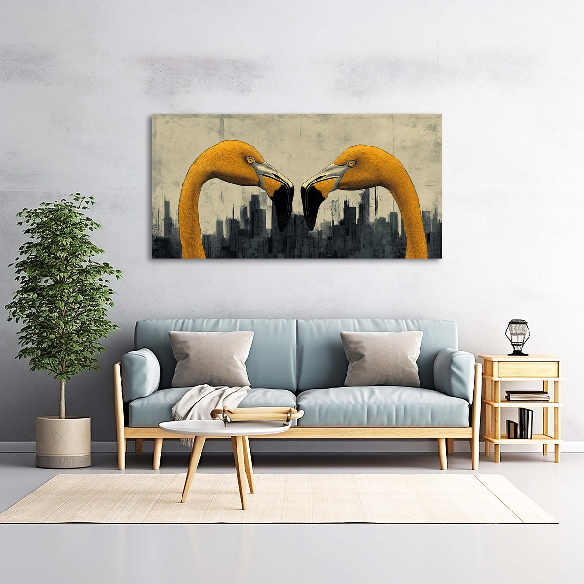 Navy Blue Urban Birds Wall Art for Living Room Canvas Painting Prints Artwork Family Bedroom Office Decor