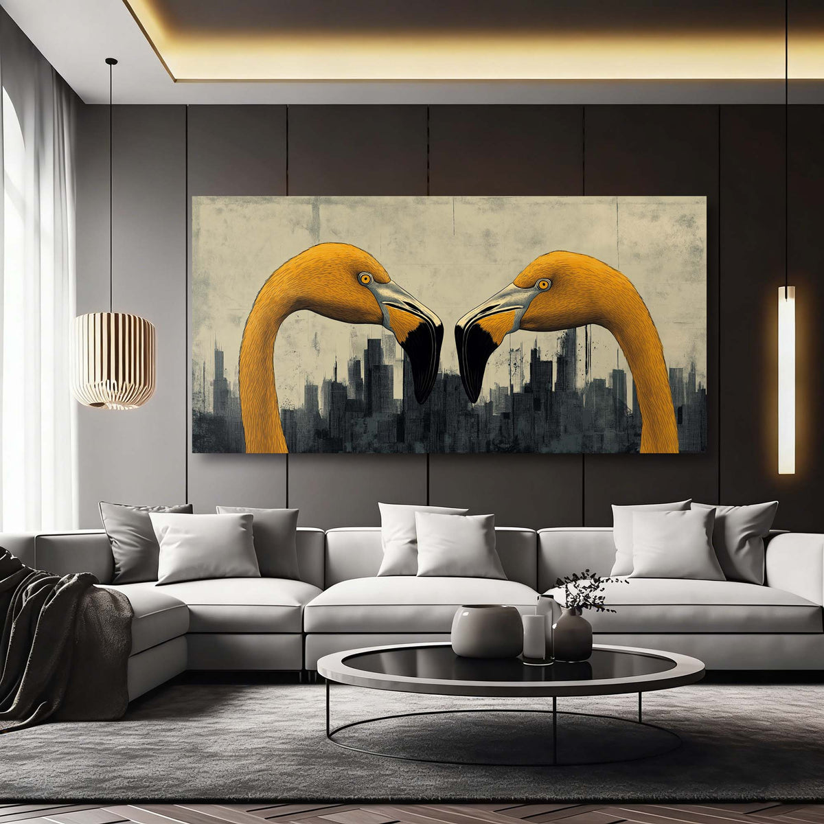 Navy Blue Urban Birds Wall Art for Living Room Canvas Painting Prints Artwork Family Bedroom Office Decor