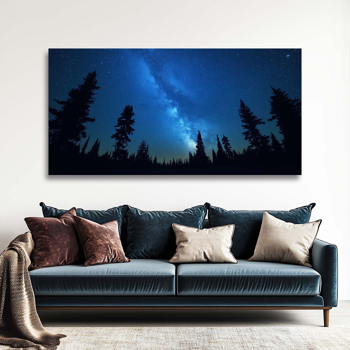 Navy Blue Mysterious Nature Wall Art Canvas Painting Prints Artwor Office Bedroom Living Room Decor