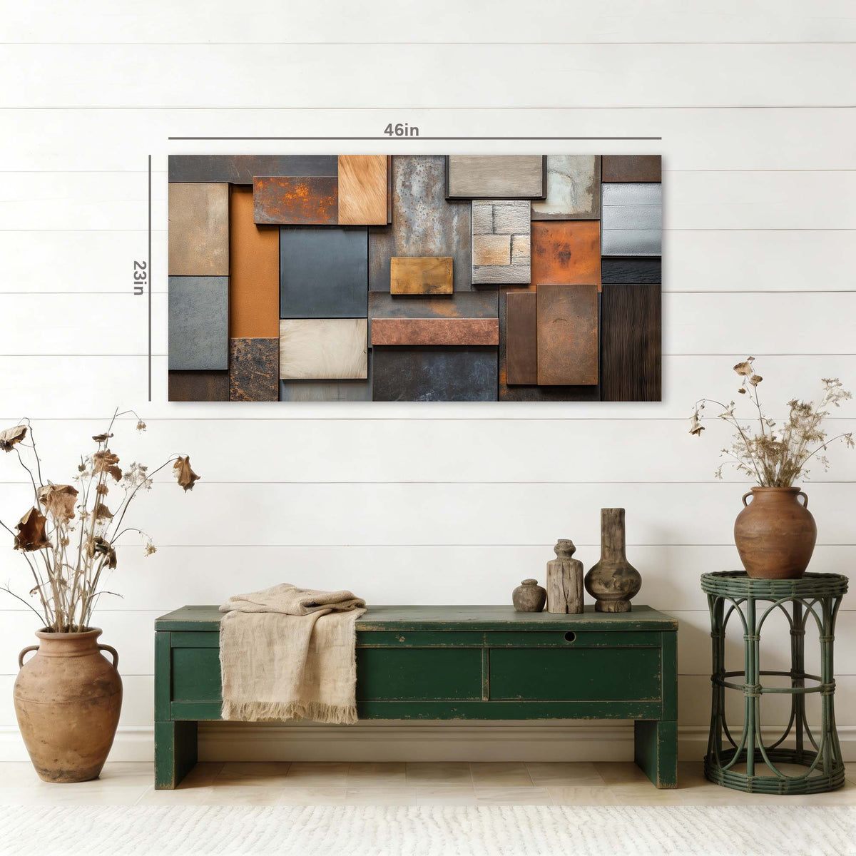 Navy Blue Rustic Abstract Wall Art Modern Canvas Painting Prints Artwork Office Hallway Bedroom Living Room Decor