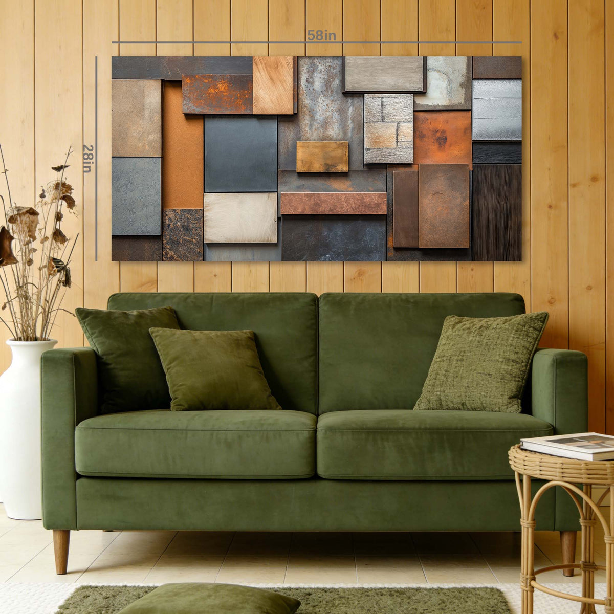 Navy Blue Rustic Abstract Wall Art Modern Canvas Painting Prints Artwork Office Hallway Bedroom Living Room Decor