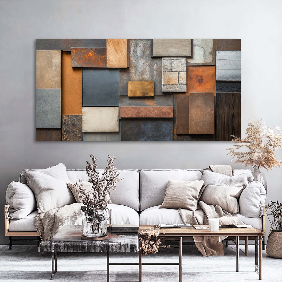 Navy Blue Rustic Abstract Wall Art Modern Canvas Painting Prints Artwork Office Hallway Bedroom Living Room Decor