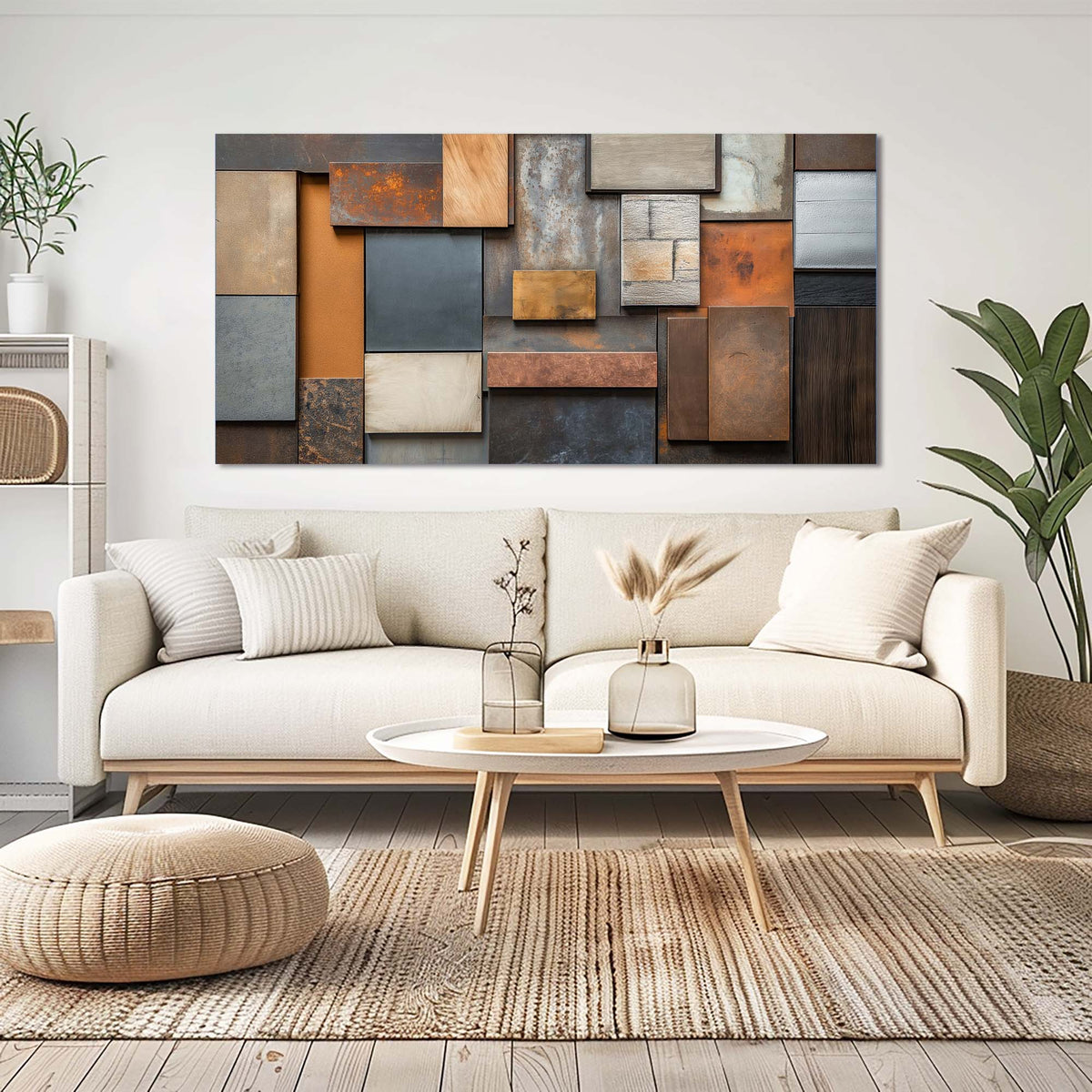 Navy Blue Rustic Abstract Wall Art Modern Canvas Painting Prints Artwork Office Hallway Bedroom Living Room Decor