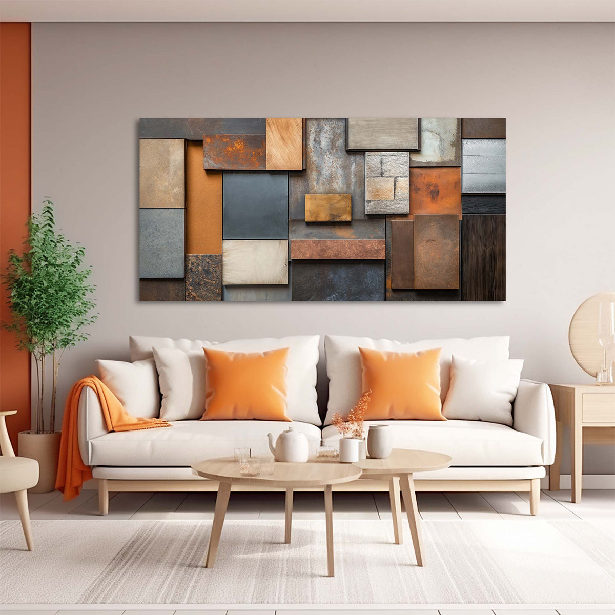 Navy Blue Rustic Abstract Wall Art Modern Canvas Painting Prints Artwork Office Hallway Bedroom Living Room Decor