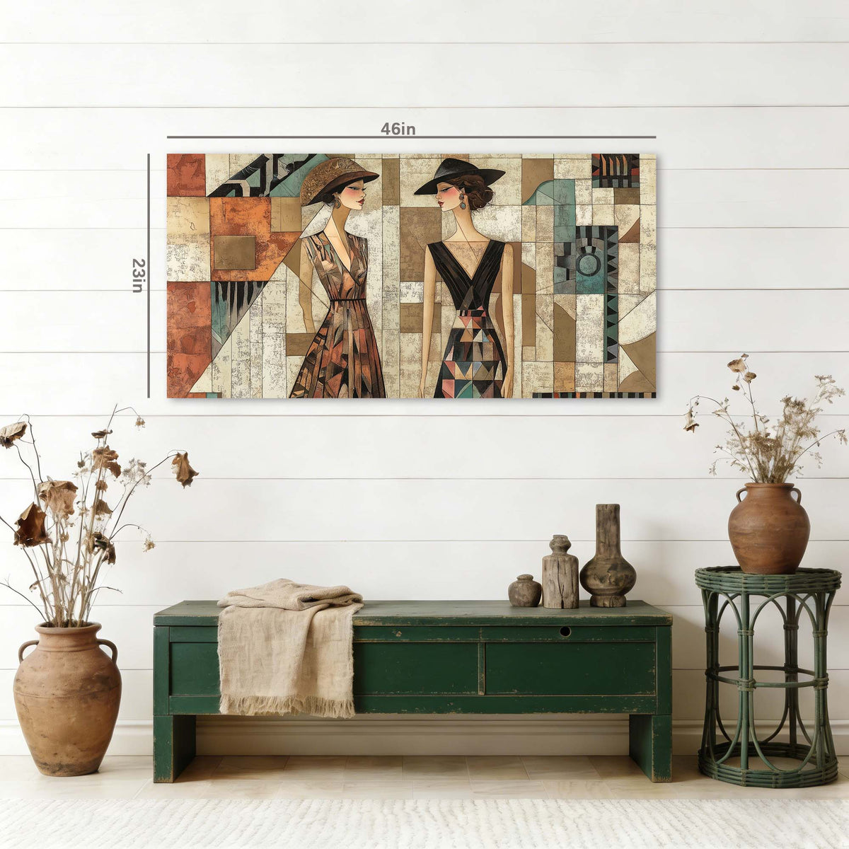 Navy Blue Vintage Abstract Wall Art for Living Room Canvas Painting Prints Artwork Family Bedroom Office Decor