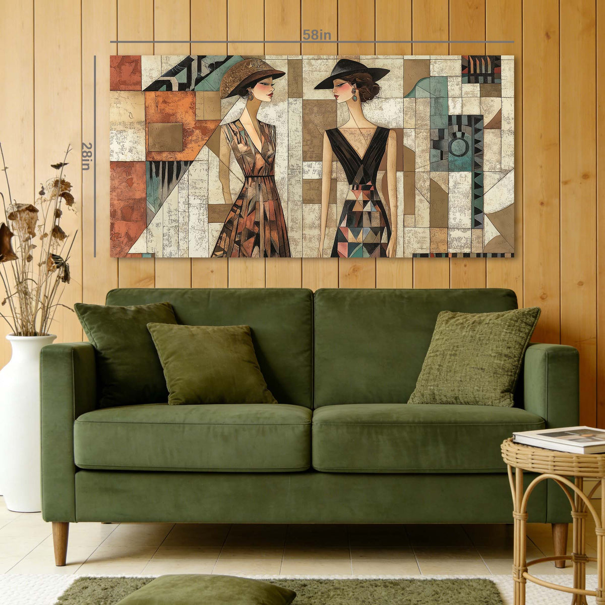 Navy Blue Vintage Abstract Wall Art for Living Room Canvas Painting Prints Artwork Family Bedroom Office Decor